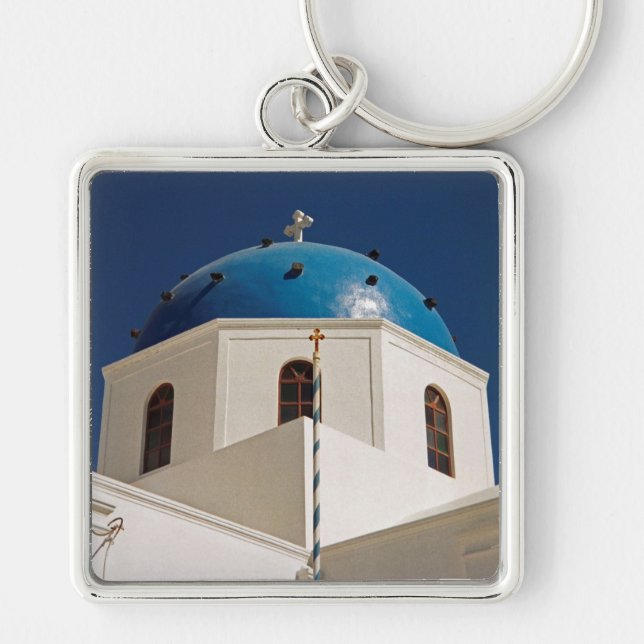 Blue dome, Santorini, Greece Key Ring (Front)