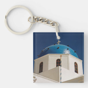 Blue dome, Santorini, Greece Key Ring