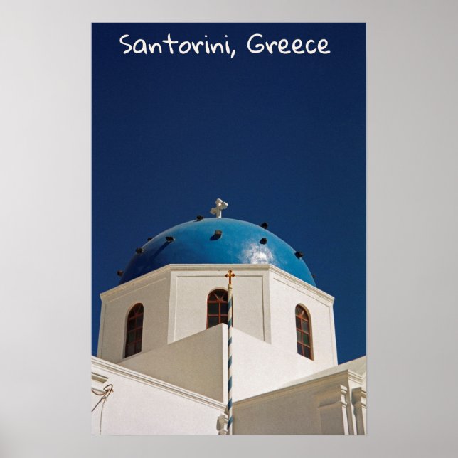 Blue dome, Santorini, Greece Poster (Front)