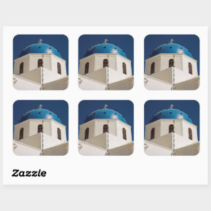 Blue dome, Santorini, Greece Square Sticker