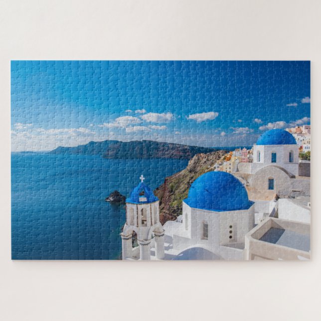 Blue Domes of Santorini Jigsaw Puzzle (Horizontal)