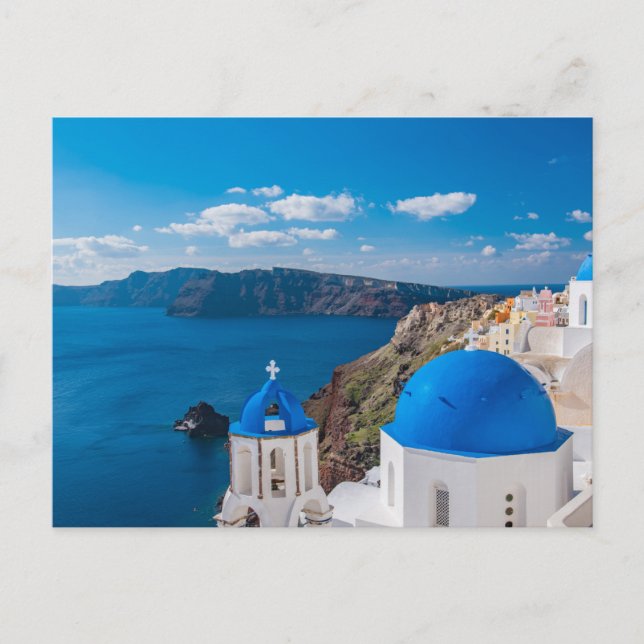 Blue Domes of Santorini Postcard (Front)