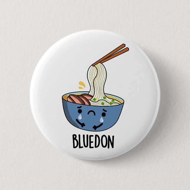 Blue-don Funny Udon Pun  6 Cm Round Badge (Front)