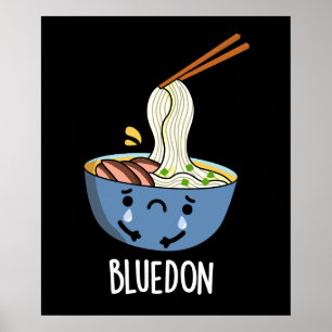 Blue-don Funny Udon Pun Dark BG Poster