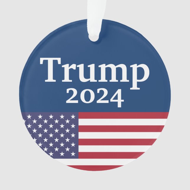 Blue Donald Trump 2024 American Flag Ornament (Front)