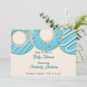 Blue Donut Delight Baby Shower Invitation