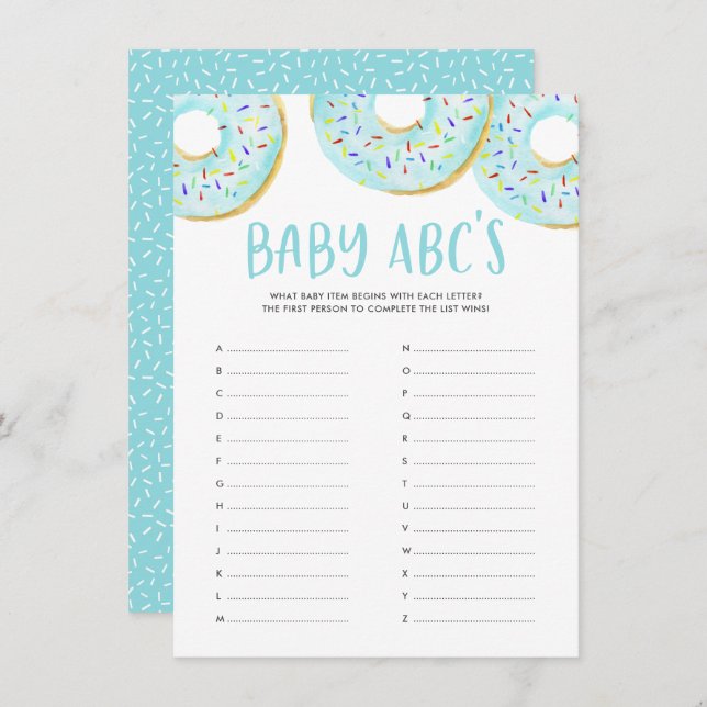 Blue Donuts Baby Shower Baby ABC's Game Card (Front/Back)