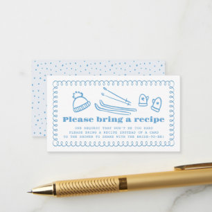 Blue Doodle Après Ski Bridal Shower Recipe Reqest Enclosure Card