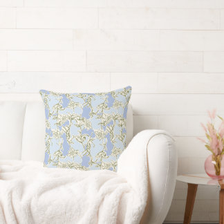 Blue Doodle Floral Cushion