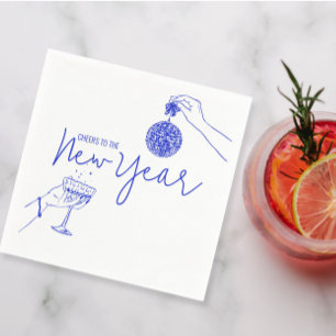 Blue Doodle new years party Napkin