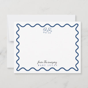 blue doodle teddy bear Nursery Note Card