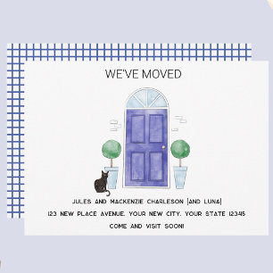 Blue Door and Cat We Have Moved New Home Announcement