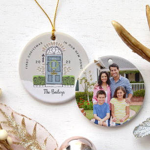 Blue Door First Christmas in Our New Home Ceramic Ornament