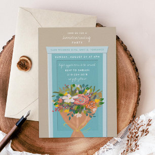 Blue Door Housewarming Party Illustrated Invitation