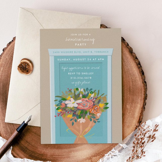 Blue Door Housewarming Party Illustrated Invitation (Creator Uploaded)