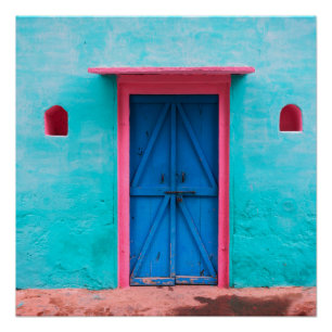 "BLUE DOOR, MOROCCO", TRAVEL PHOTOGRAPHY POSTER