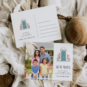 Blue Door Moving Announcement Postcard