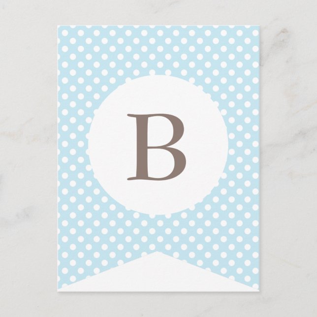 Blue Dot Baby Boy Party Flag Bunting Banner Postcard (Front)