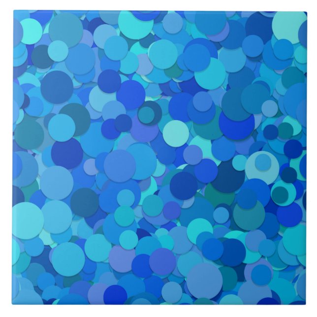 blue dot confetti ceramic tile (Front)