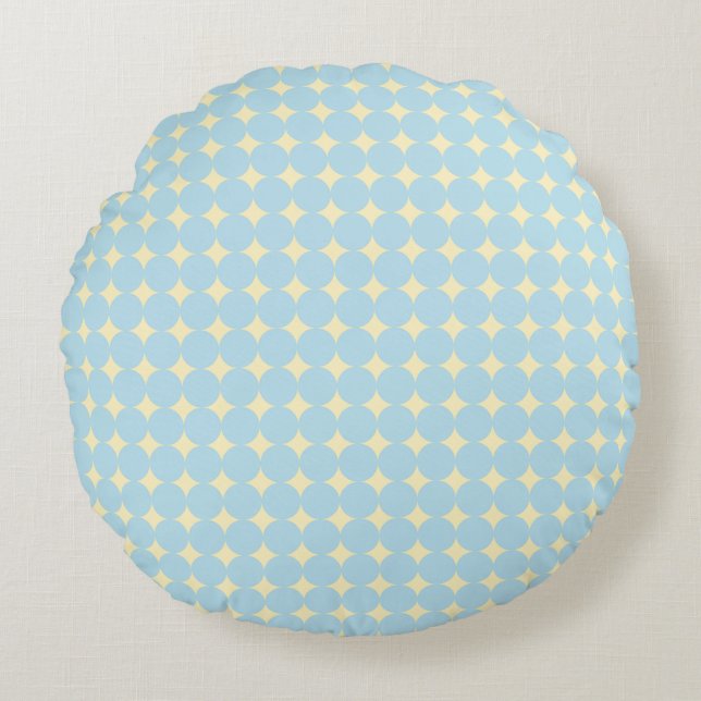 Blue Dot Geometric Nursery Throw Pillow - Round (Front)