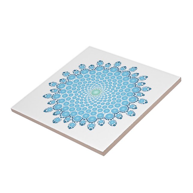 Blue Dot Mandala Ceramic Tile (Side)