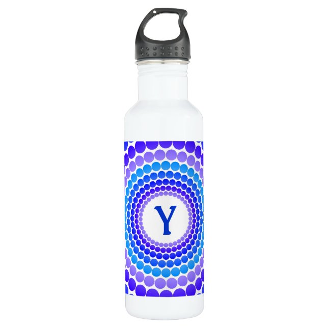 Blue Dot Monogram 710 Ml Water Bottle (Front)