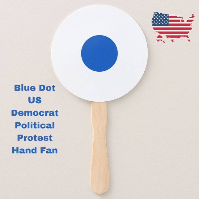 Blue Dot US Democrat Support Anti-Trump Protest Hand Fan (Resist with these Blue Dot US Democrat political protest hand fans.)