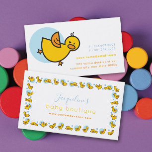 Blue Dots And Cute Little Yellow Ducklings Frame Business Card