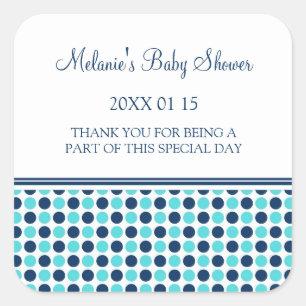 Blue Dots Baby Shower Favour Stickers