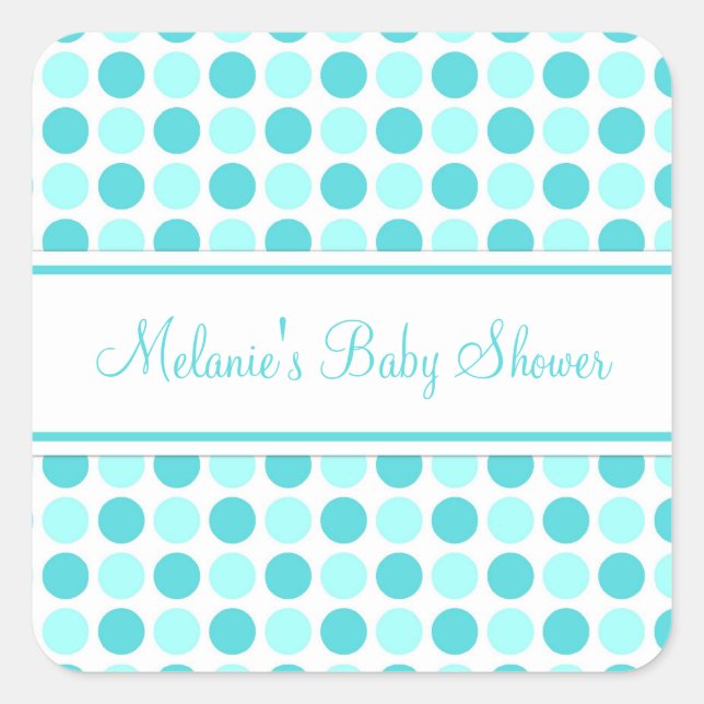 Blue Dots Baby Shower Favour Stickers (Front)