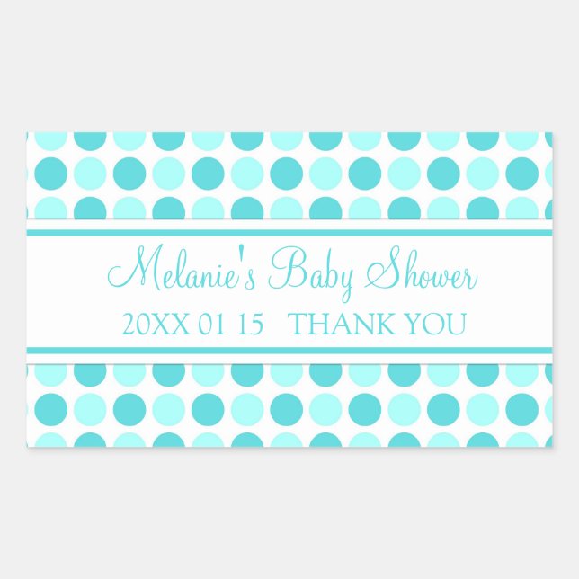 Blue Dots Baby Shower Favour Stickers (Front)