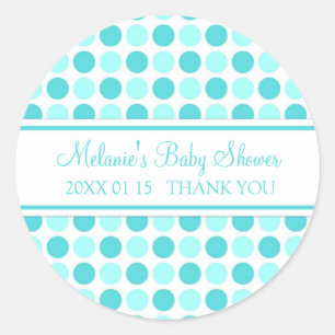 Blue Dots Baby Shower Favour Stickers