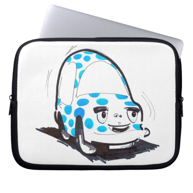 Blue Dots Character Car Laptop Sleeve (Front)