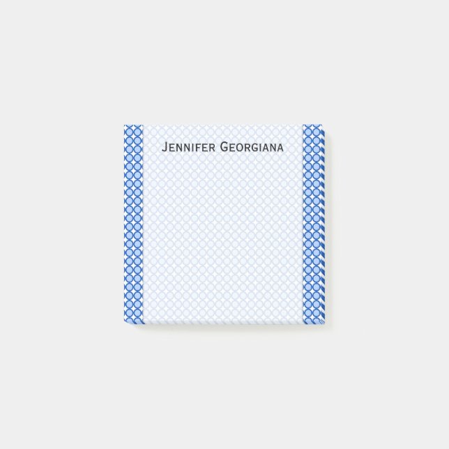 Blue Dots/Circles Pattern + Custom Name Note (Front)
