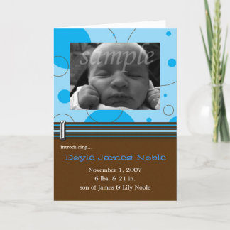 Blue Dots & Circles Photo Birth Announcement