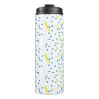 Blue Dots Comets Yellow Meteorites Water Bottle