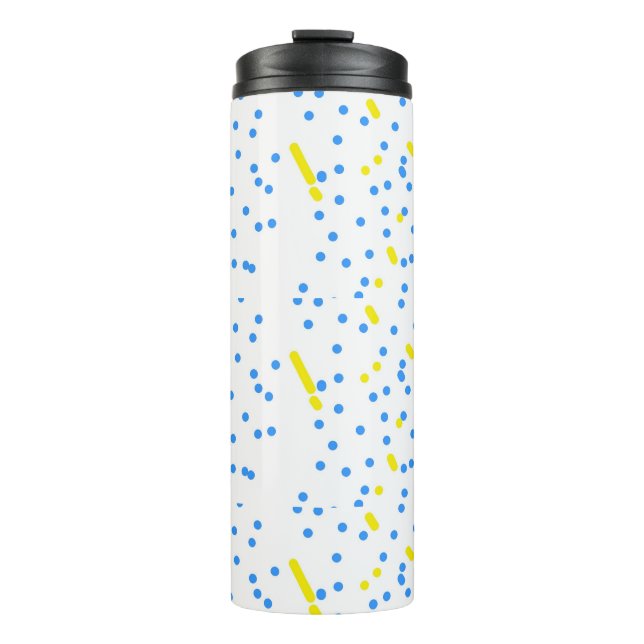 Blue Dots Comets Yellow Meteorites Water Bottle (Front)