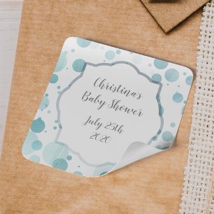 Blue Dots Favour Tag, Baby Boy Shower Chic Sticker