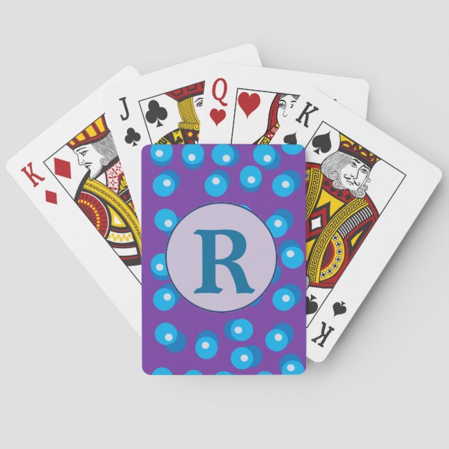 Blue Dots Letter Playing Cards (Back)