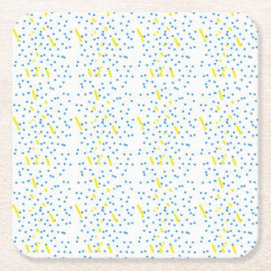 Blue Dots Meteor Shower  Square Paper Coaster