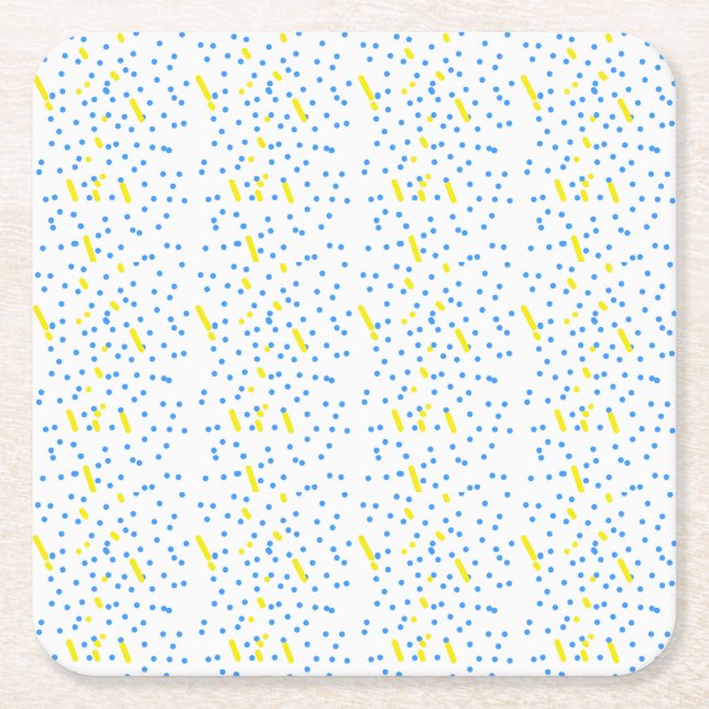 Blue Dots Meteor Shower  Square Paper Coaster (Front)