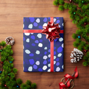 Blue Dots Multi Colored Fun Geometric Design Wrapping Paper