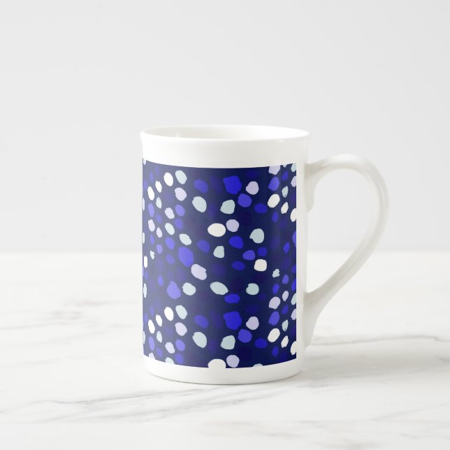 Blue Dots Multi Coloured Fun Geometric Design Bone China Mug (Right)