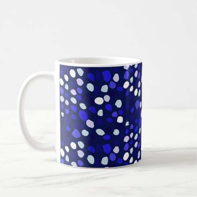 Blue Dots Multi Coloured Fun Geometric Design Coffee Mug (Left)
