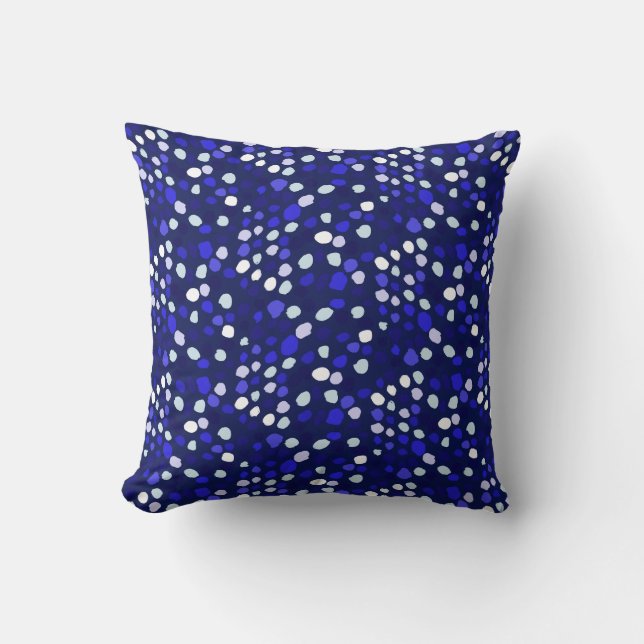 Blue Dots Multi Coloured Fun Geometric Design Cushion (Front)