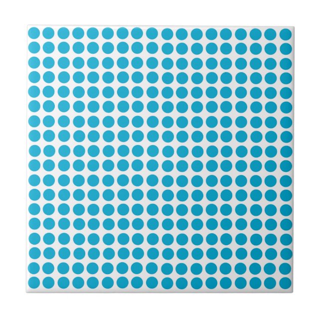 Blue Dots Pattern on White  Ceramic Tile (Front)