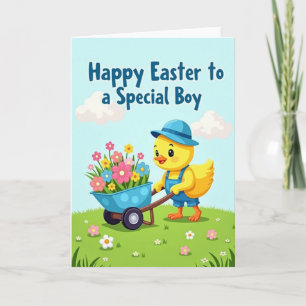 Blue Dots Wheelbarrow Blooms Card