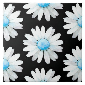 Blue Dotted Daisy's Ceramic Tile