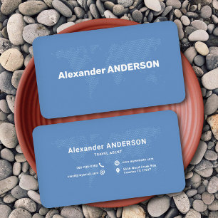 Blue Dotted World Map Business Card