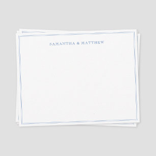 Blue Double Border Couple Note Card